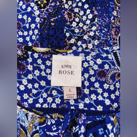 Blue Paisley Boho Western Blouse Large by Knox Rose - Picture 2 of 10